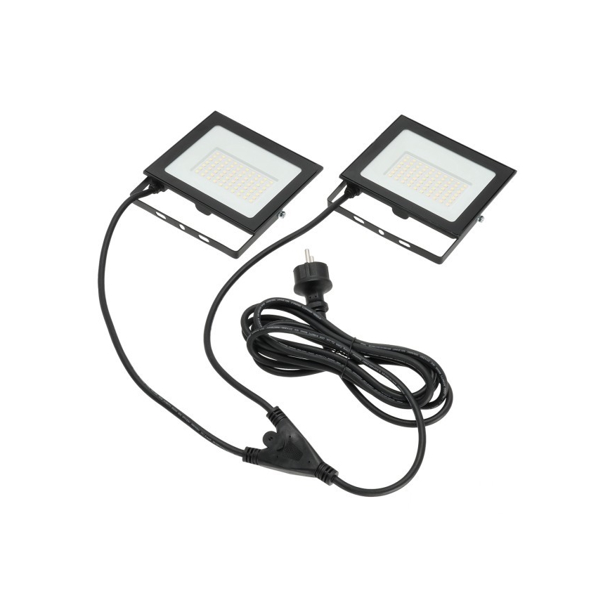 LED Reflektor s stojalom TIGRA 2xLED/50W/230V 4000K IP54 črna/rumena