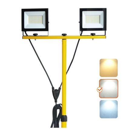 LED Reflektor s stojalom TIGRA 2xLED/50W/230V 4000K IP54 črna/rumena