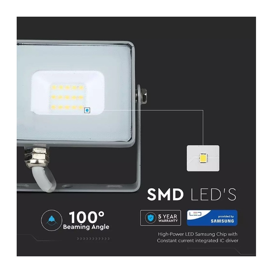 LED Reflektor SAMSUNG CHIP LED/10W/230V IP65 4000K siv