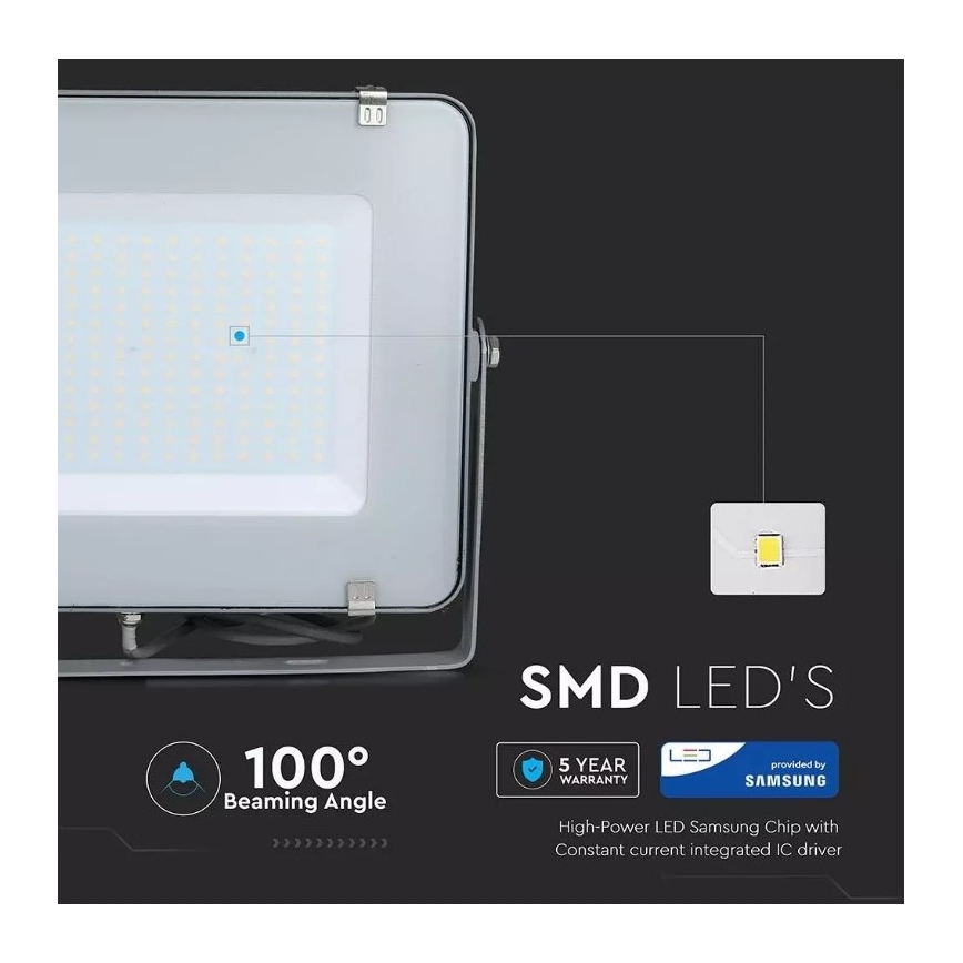 LED Reflektor SAMSUNG CHIP LED/300W/230V 6400K IP65 siv
