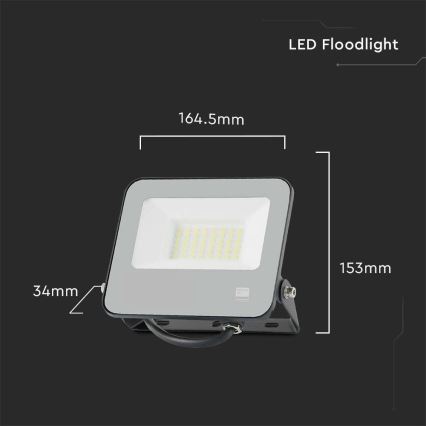 LED Reflektor SAMSUNG CHIP LED/30W/230V 4000K IP65 črna