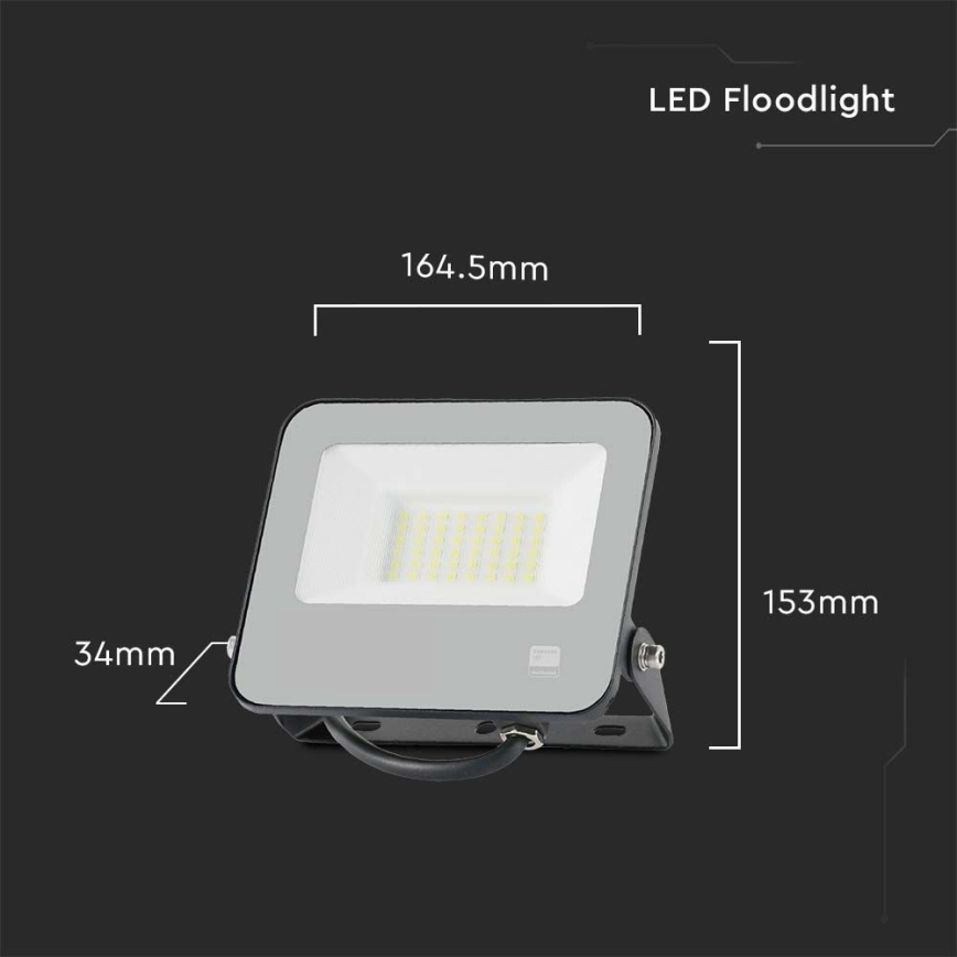 LED Reflektor SAMSUNG CHIP LED/30W/230V 4000K IP65 črna