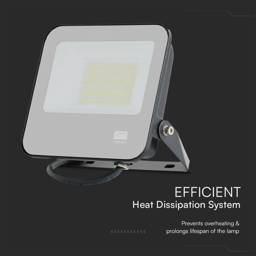 LED Reflektor SAMSUNG CHIP LED/50W/230V 6500K IP65 črna