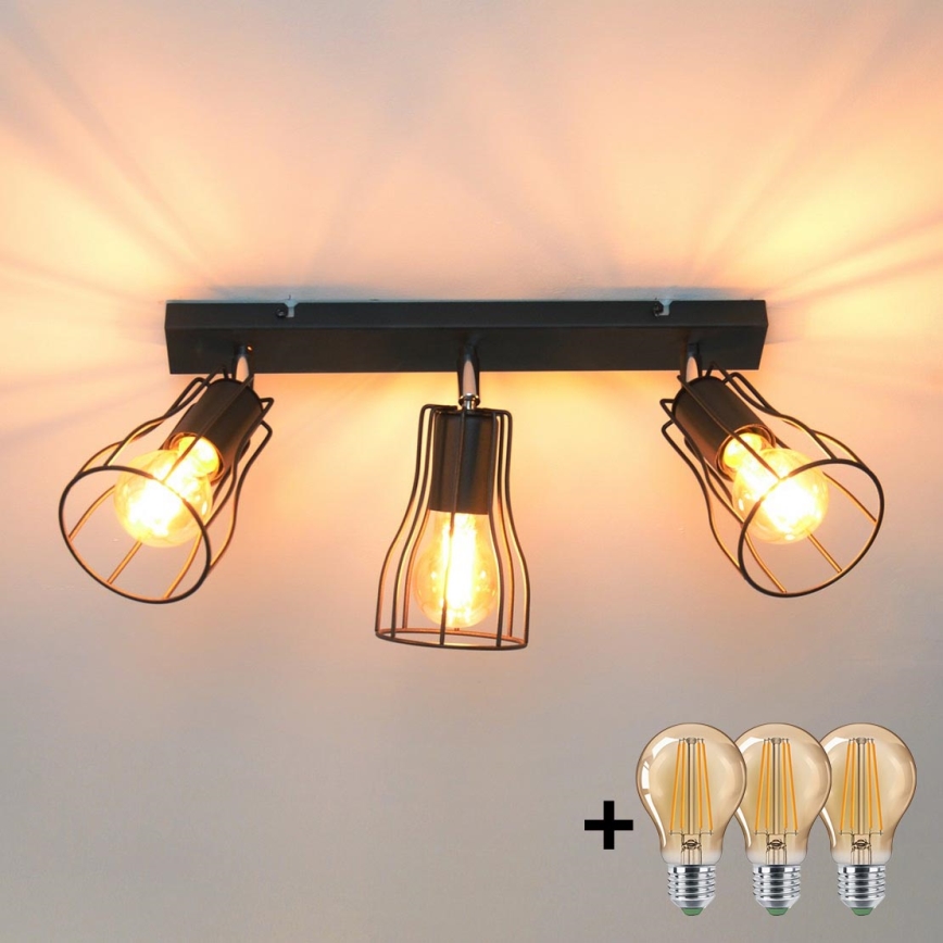 LED Reflektor TUBE II 3xE27/15W/230V črna