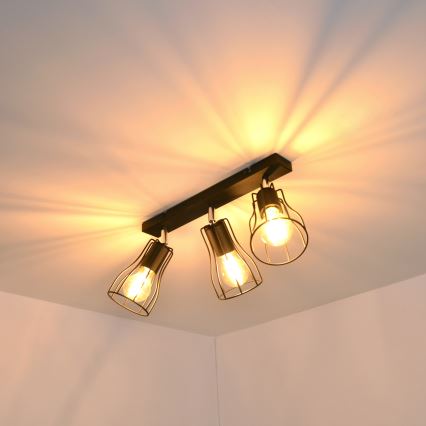 LED Reflektor TUBE II 3xE27/15W/230V črna