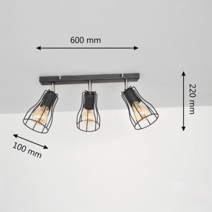 LED Reflektor TUBE II 3xE27/15W/230V črna