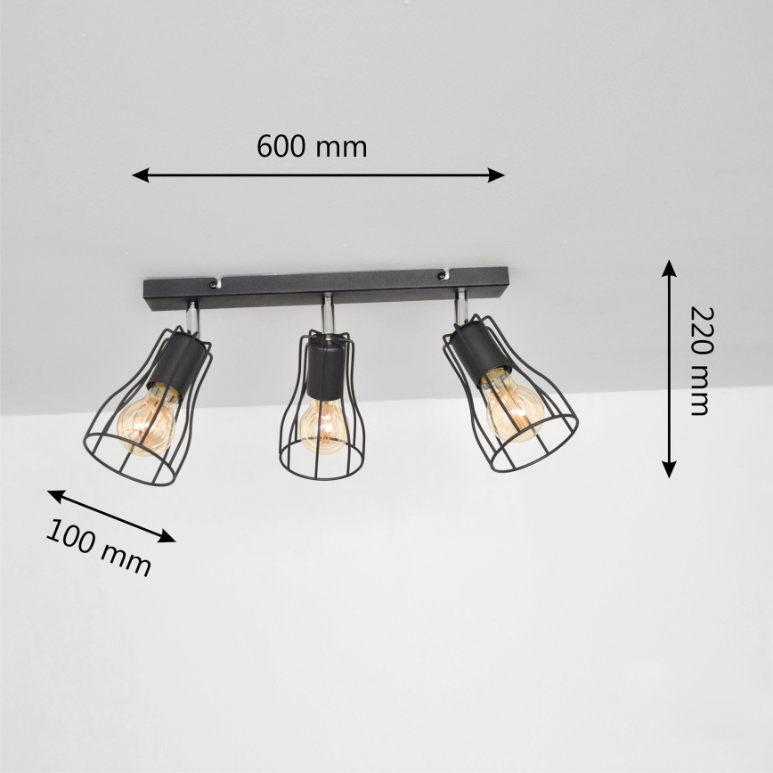 LED Reflektor TUBE II 3xE27/15W/230V črna