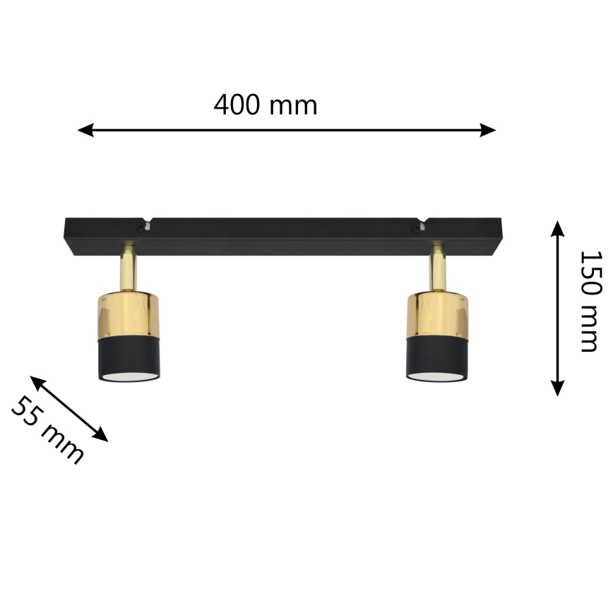 LED Reflektor TUBSSON 2xGU10/4,8W/230V črna/zlata