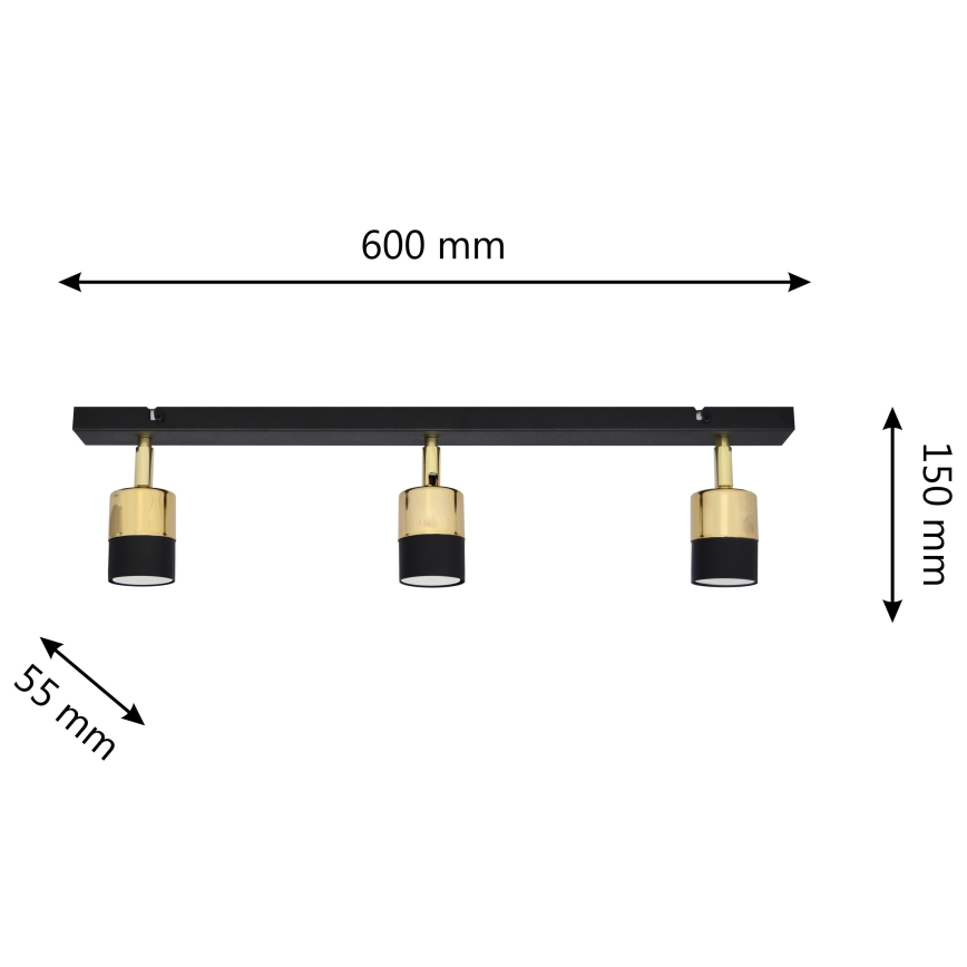 LED Reflektor TUBSSON 3xGU10/4,8W/230V črna/zlata