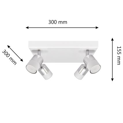 LED Reflektor TUBSSON 4xGU10/4,8W/230V bela/sijajni krom