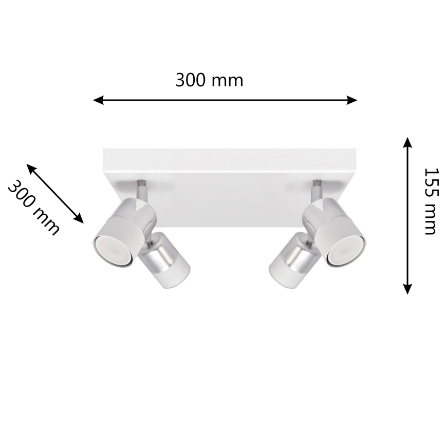 LED Reflektor TUBSSON 4xGU10/4,8W/230V bela/sijajni krom
