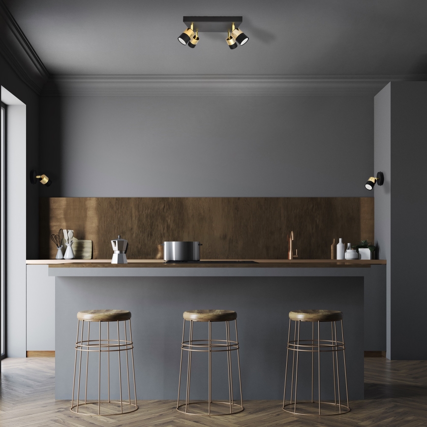 LED Reflektor TUBSSON 4xGU10/4,8W/230V črna/zlata