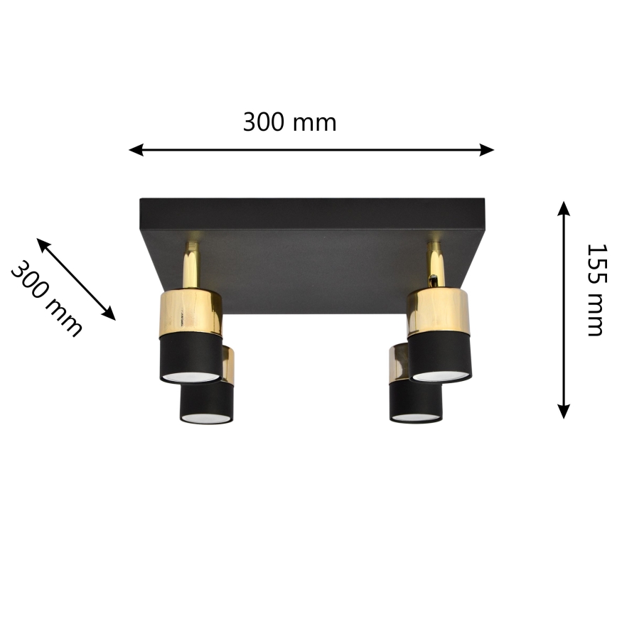 LED Reflektor TUBSSON 4xGU10/4,8W/230V črna/zlata