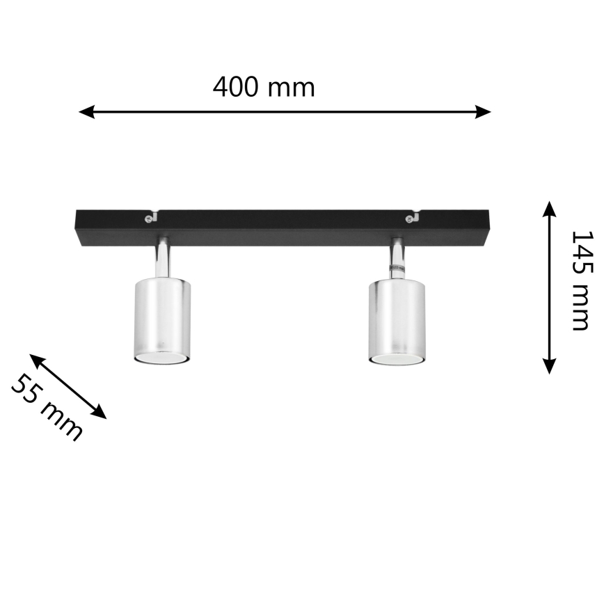 LED Reflektor TUNE 2xGU10/4,8W/230V mat krom/črna
