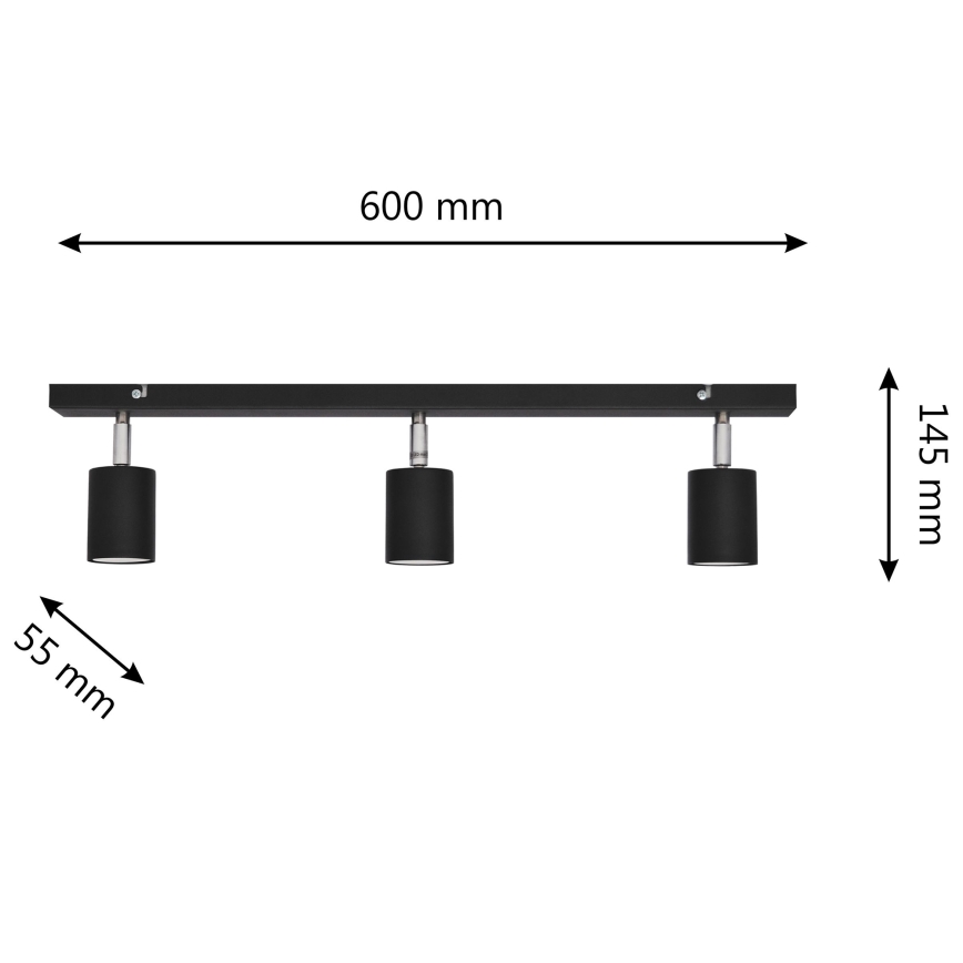 LED Reflektor TUNE 3xGU10/4,8W/230V črna