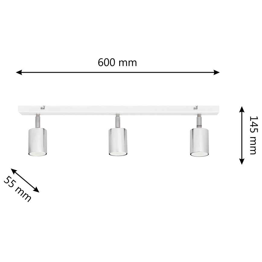 LED Reflektor TUNE 3xGU10/4,8W/230V mat krom/bela