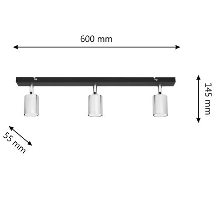 LED Reflektor TUNE 3xGU10/4,8W/230V mat krom/črna