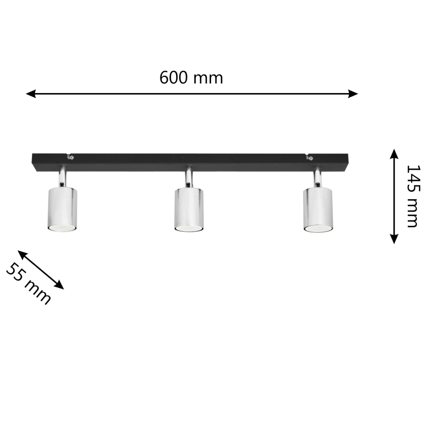 LED Reflektor TUNE 3xGU10/4,8W/230V mat krom/črna
