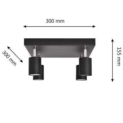 LED Reflektor TUNE 4xGU10/4,8W/230V črna