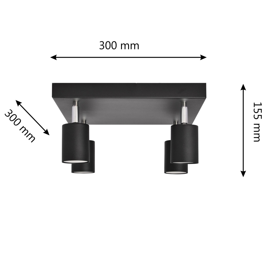 LED Reflektor TUNE 4xGU10/4,8W/230V črna
