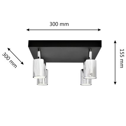 LED Reflektor TUNE 4xGU10/4,8W/230V mat krom/črna