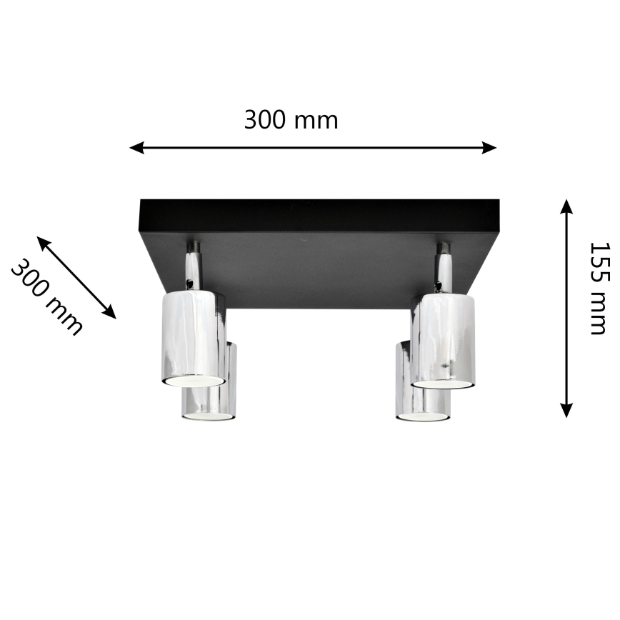 LED Reflektor TUNE 4xGU10/4,8W/230V mat krom/črna