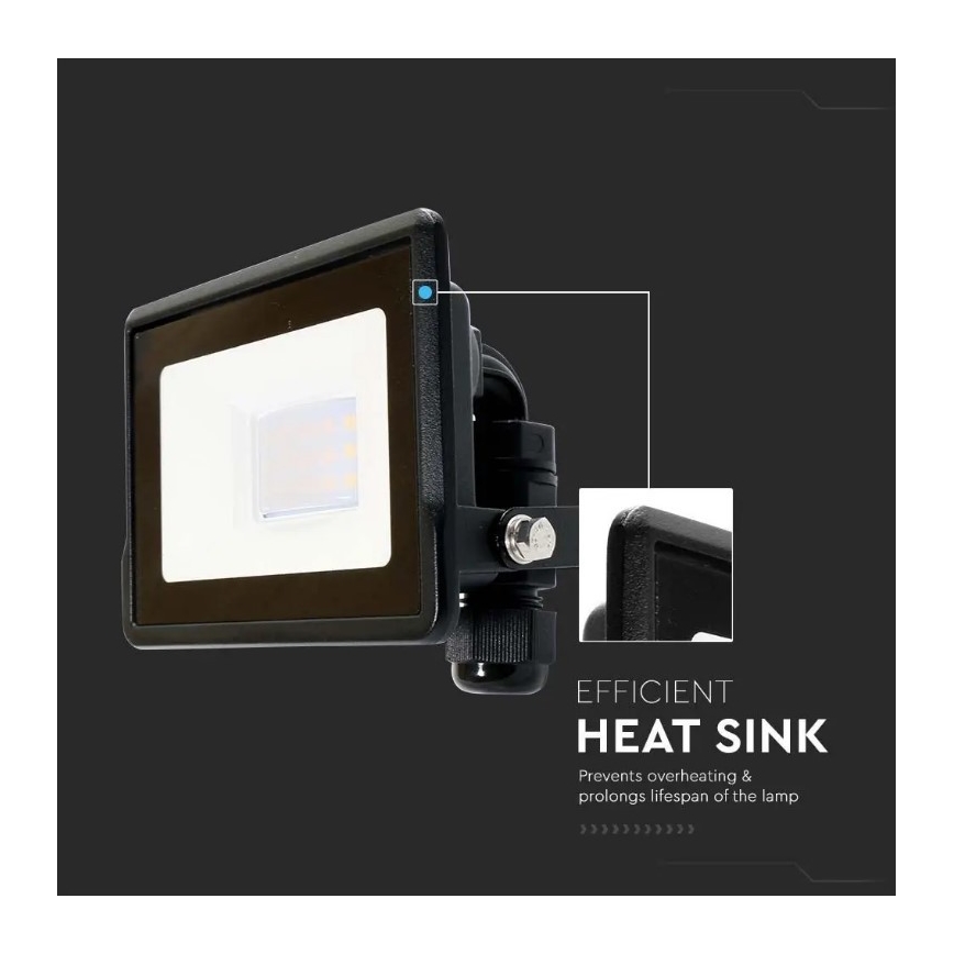 LED Reflektor z direktno povezavo SAMSUNG CHIP LED/10W/230V IP65 6500K črna