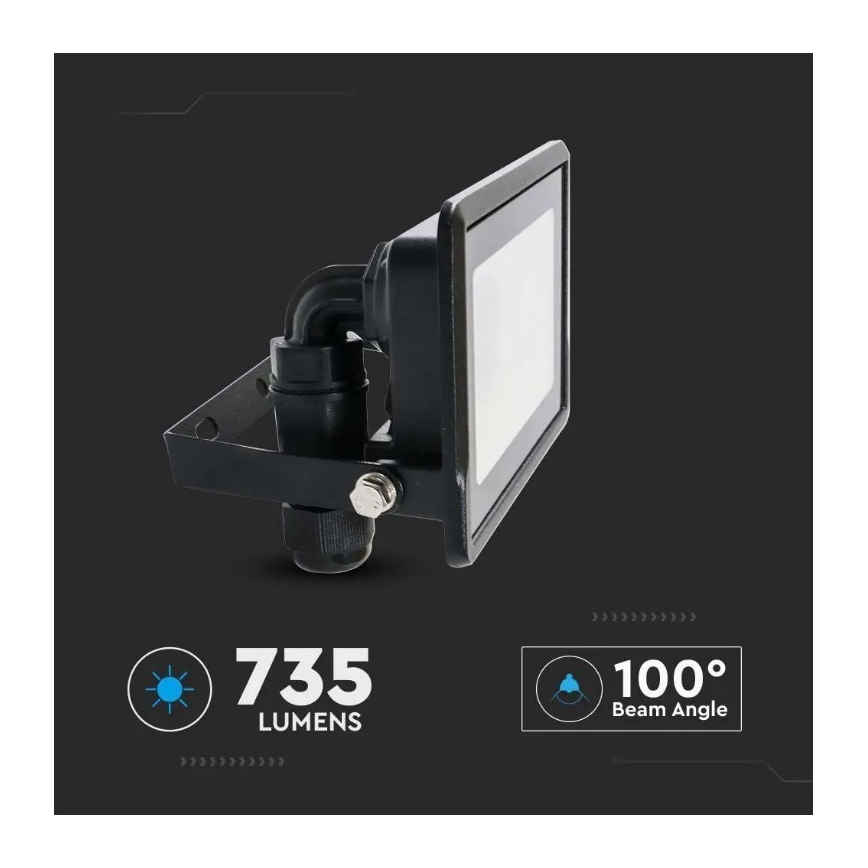 LED Reflektor z direktno povezavo SAMSUNG CHIP LED/10W/230V IP65 6500K črna