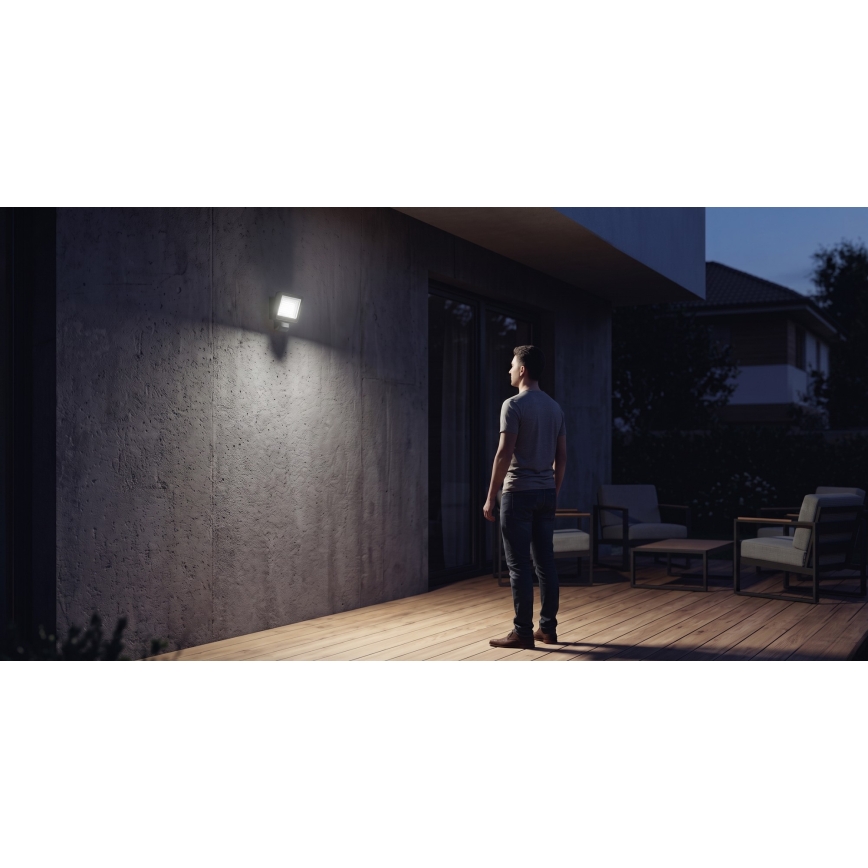 LED reflektor z detektorjem gibanja in senzorjem mraka TAMBO EVO LED/10W/230V 4000K IP44 črna