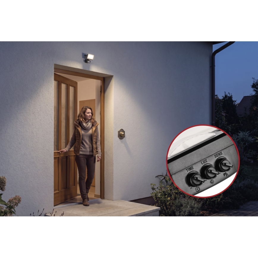 LED reflektor z detektorjem gibanja in senzorjem mraka TAMBO EVO LED/10W/230V 4000K IP44 črna