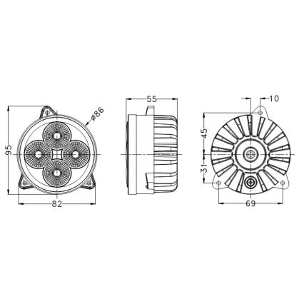 LED Reflektor za traktor BLACK LED/20W/10-30V IP69 5700K okrogla