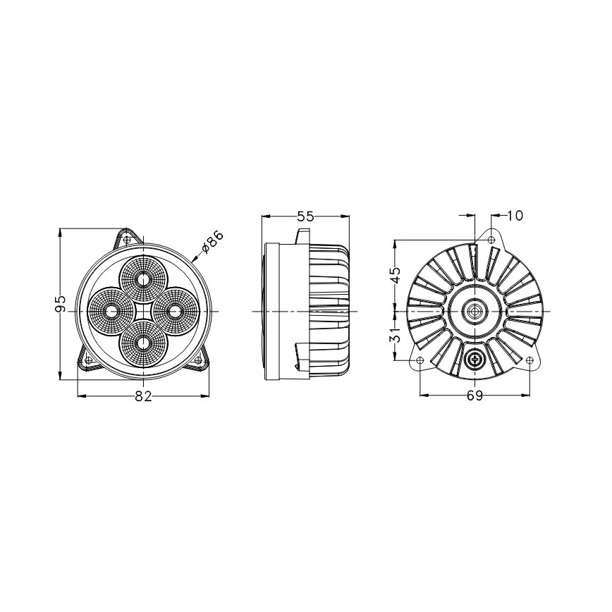 LED Reflektor za traktor BLACK LED/20W/10-30V IP69 5700K okrogla