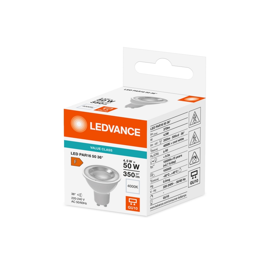 LED reflektorna žarnica PAR16 GU10/4,5W/230V 4000K 36° - Ledvance