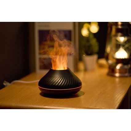 LED RGB Aroma difuzor z imitacijo plamena LED/6,5W/5V 130ml črna