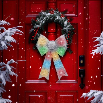 LED RGB božična dekoracija 11xLED/3xLR44 40x30 cm srebrna pentlja