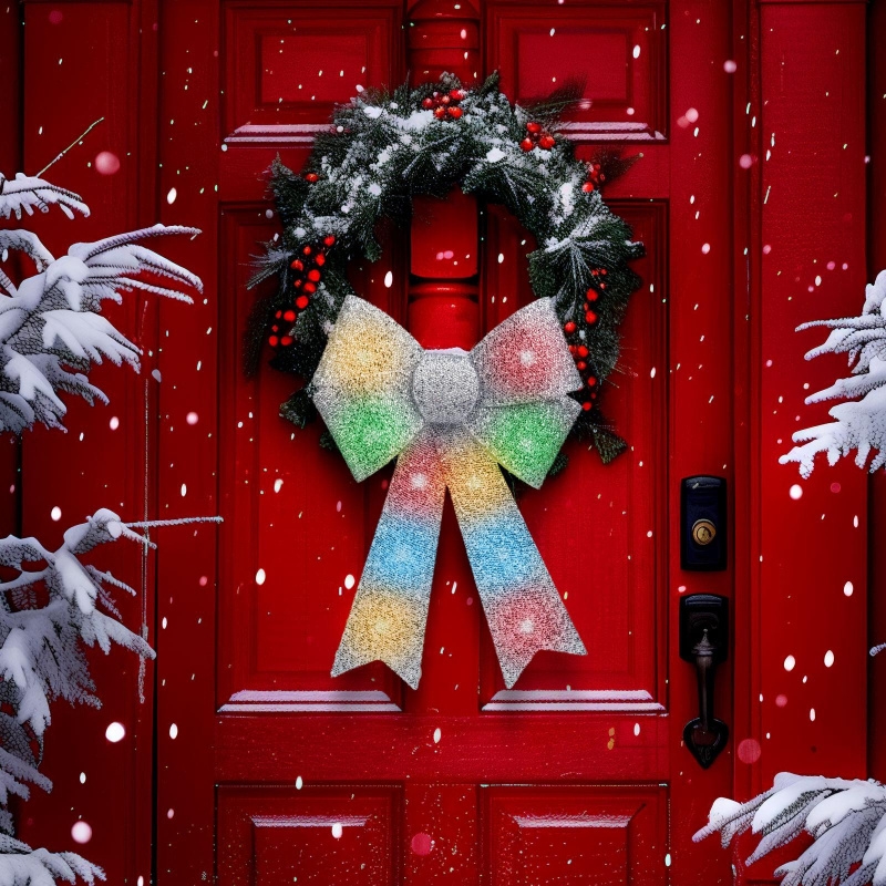 LED RGB božična dekoracija 11xLED/3xLR44 40x30 cm srebrna pentlja