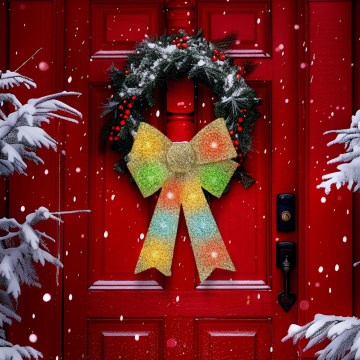 LED RGB božična dekoracija 11xLED/3xLR44 40x30 cm zlata pentlja