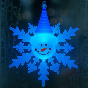 LED RGB božična dekoracija s prisajalko LED/3xLR44, snežak, rdeča/modra/zelena