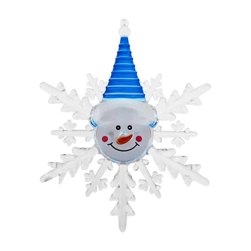 LED RGB božična dekoracija s prisajalko LED/3xLR44, snežak, rdeča/modra/zelena