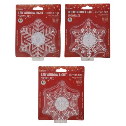 LED RGB božična dekoracija s prisajalko LED/3xLR44 snežinka