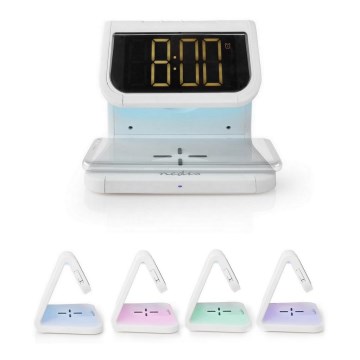 LED RGB Budilka z brezžičnim polnilcem LED/10W/5V bela