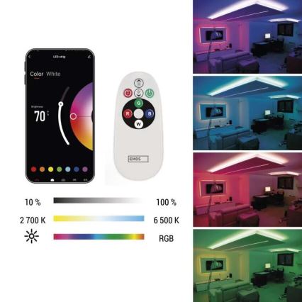 LED RGB+CCT Zatemnitveni trak GOSMART LED/11W/230V 2 m 2700-6500K IP44 Wi-Fi + Daljinski upravljalnik