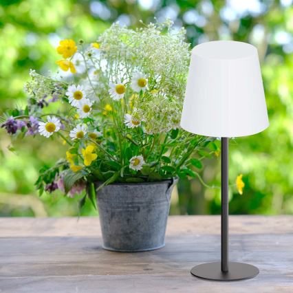 LED RGBW zatemnjiva, na dotik upravljana zunanja namizna svetilka LUCIA LED/2W/5V 1800/2700/6500K 3600 mAh IP44 črna