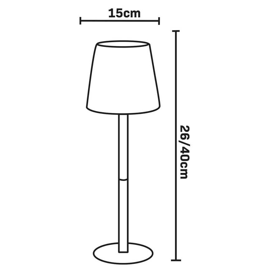 LED RGBW zatemnjiva, na dotik upravljana zunanja namizna svetilka LUCIA LED/2W/5V 1800/2700/6500K 3600 mAh IP44 črna