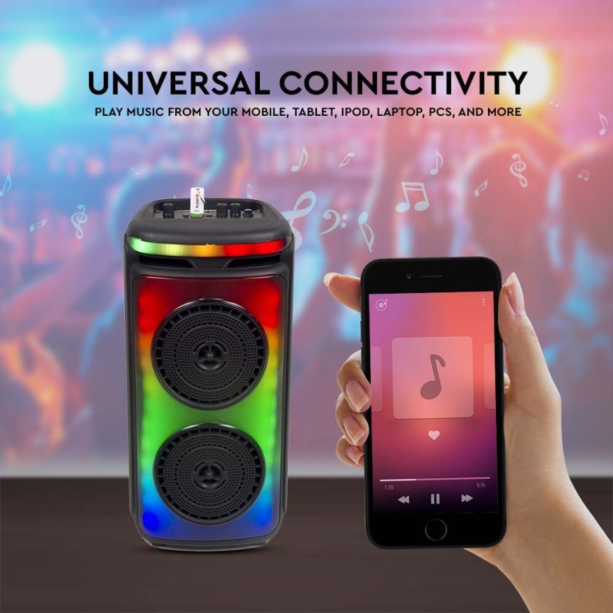 LED RGB Napolnitveni zvočnik z mikrofonom 400W/2400 mAh + Daljinski upravljalnik