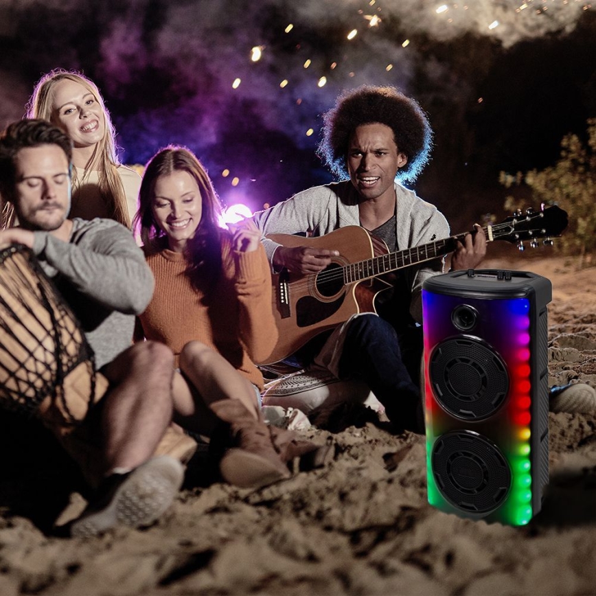 LED RGB Napolnitveni zvočnik z mikrofonom 600W/2400 mAh + Daljinski upravljalnik