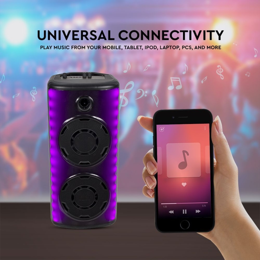 LED RGB Napolnitveni zvočnik z mikrofonom 600W/2400 mAh + Daljinski upravljalnik