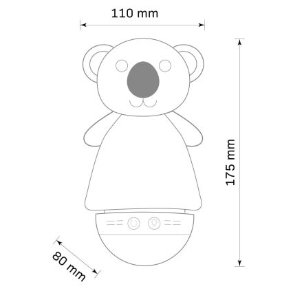 LED RGB Otroška nočna lučka z melodijo 3xAAA/5V koala