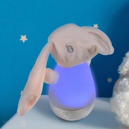 LED RGB Otroška nočna lučka z melodijo 3xAAA/5V kunec