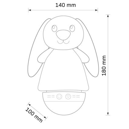 LED RGB Otroška nočna lučka z melodijo 3xAAA/5V kunec